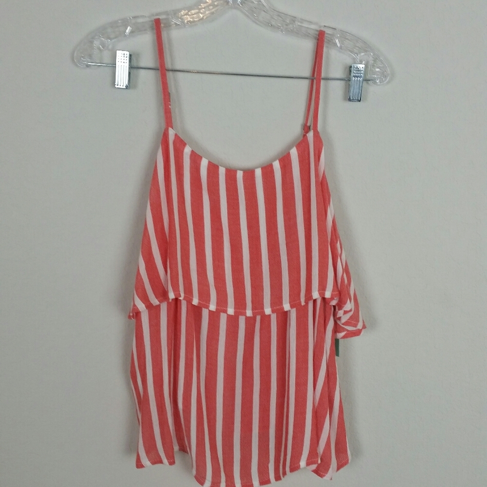 Red and White striped Spagetti strap Flowy  tank top
